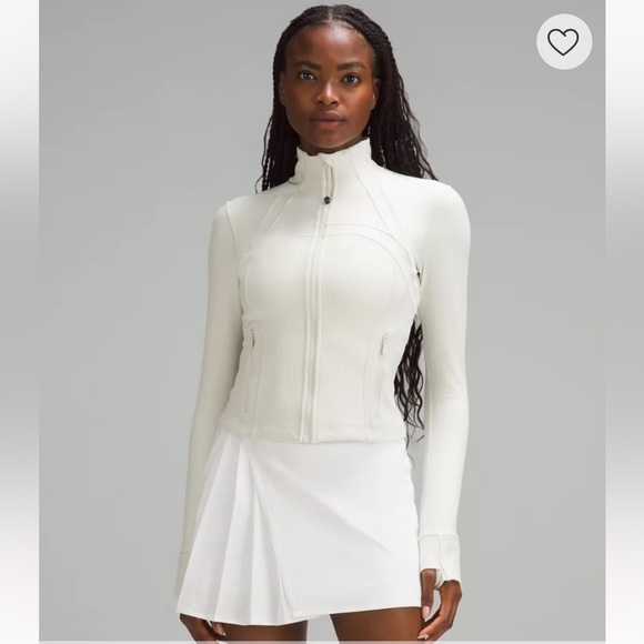 Lululemon Cropped Define Jacket zip up Ribbed Nulu Shine Off white 12 L - Picture 2 of 15